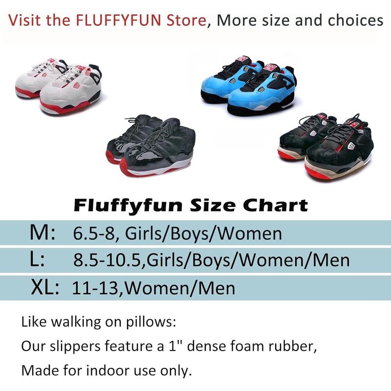 Plush Sneaker Slippers Men Women M L XL(6.5-13)