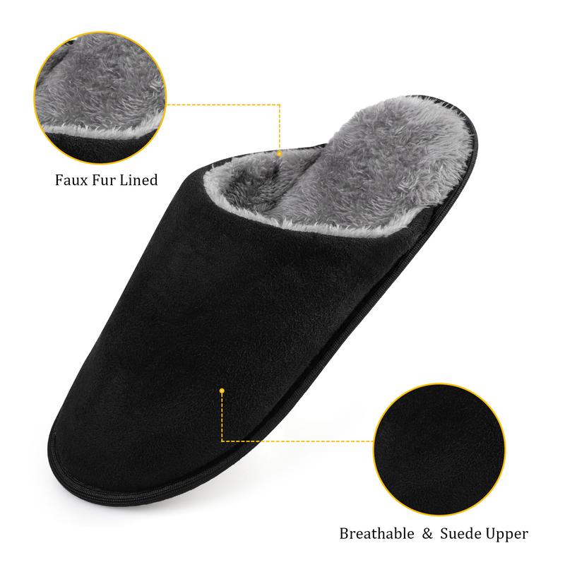 riemot Men's Furry Warm Slippers, Memory Foam Slippers Comfortable Closed Toe House Slippers Shoes Anti Slip Bedroom Sandals Lightweight Winter Indoor Slippers