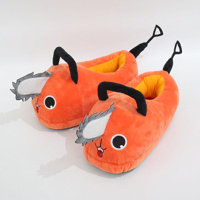 Chainsaw Man Pochita Devil Plush Slippers for Couples - Warm Winter Cotton Bag Slippers