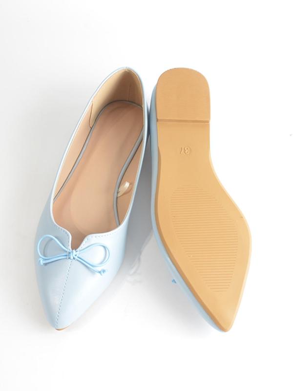 Women's Bow Decor Slip On Flat Shoes, Casual Pointed Toe Slip-On Shoes For Daily Wear, Minimalist Flat Shoes