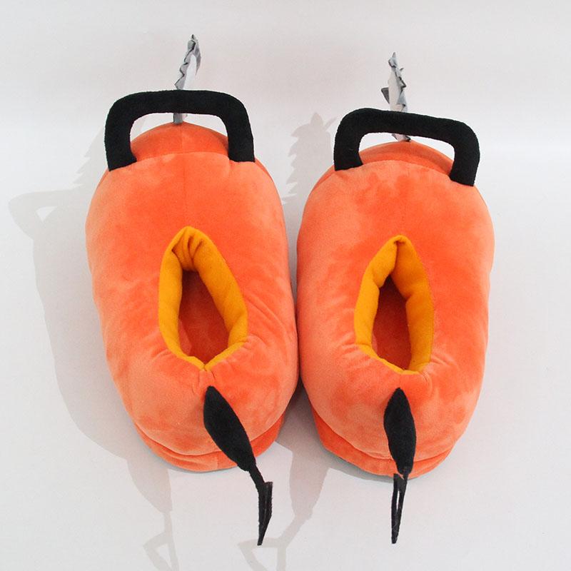 Chainsaw Man Pochita Devil Plush Slippers for Couples - Warm Winter Cotton Bag Slippers