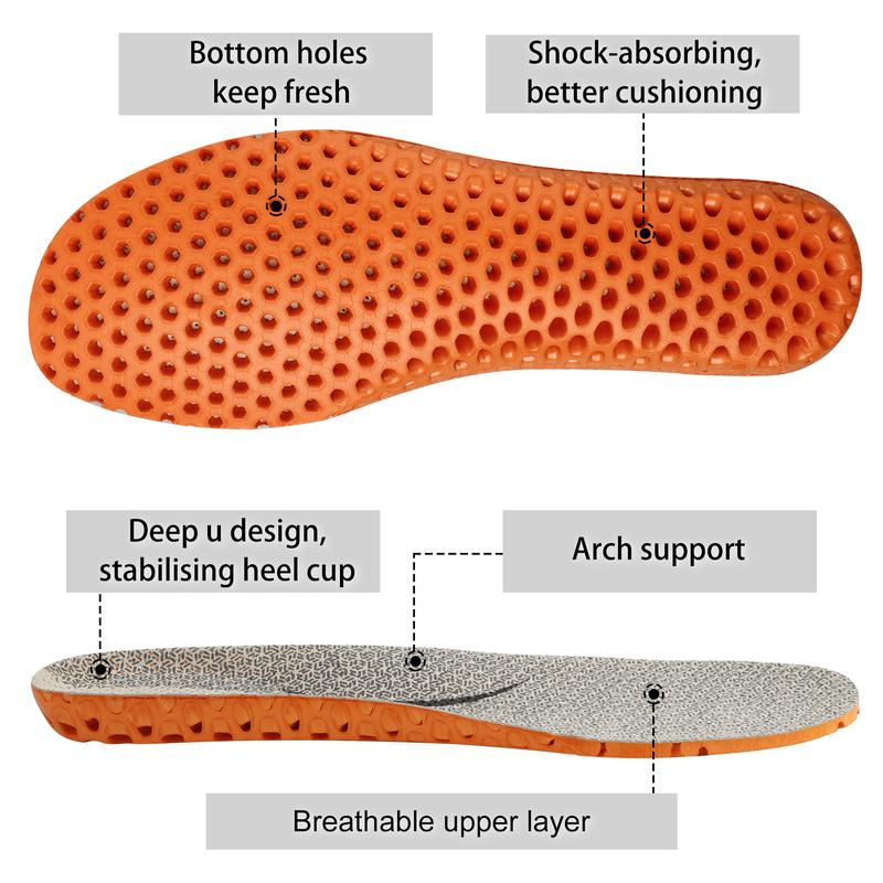 Knixmax Men's Sport Shoe Insoles Orthotic Inserts with Arch Support Breathable Cushioning Shoe Pads Relieve Foot Pain Plantar Fasciitis Comfort Insoles Beige