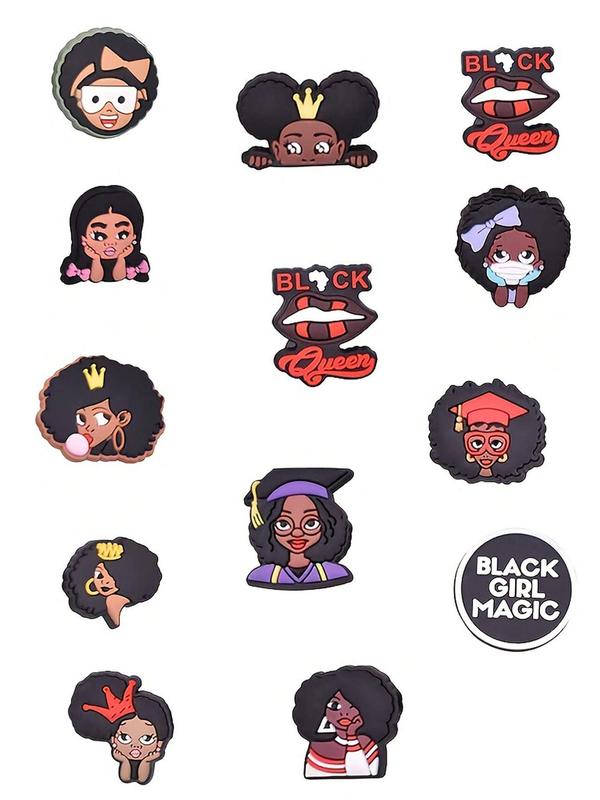 Cute Cartoon Black Girl Shoe Charm (20pcs), PVC Novelty Shoe Decoration for Women & Girls, Fashionable Shoes Decorations for Clogs, Sandals, Sneakers, Shoes Accessories for Daily Use