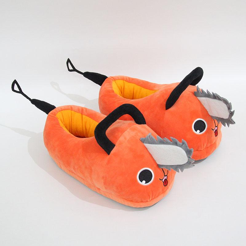 Chainsaw Man Pochita Devil Plush Slippers for Couples - Warm Winter Cotton Bag Slippers