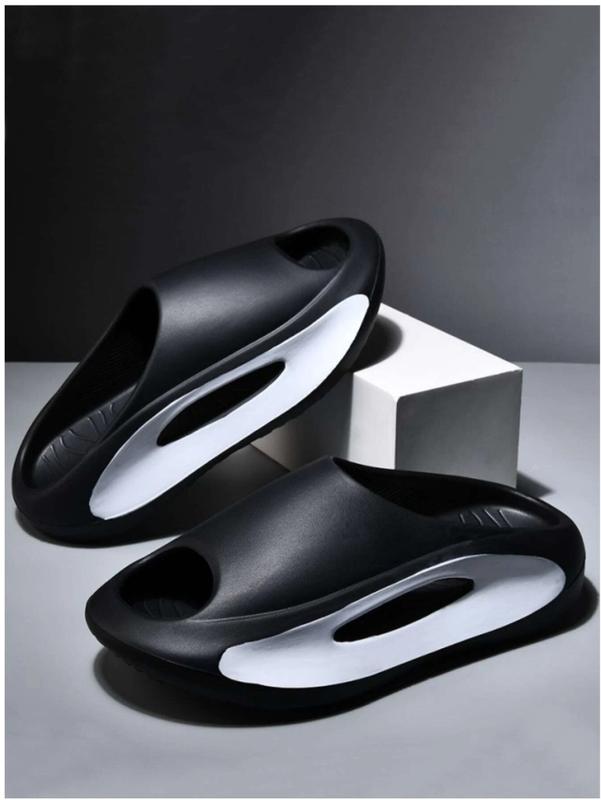 Men Two Tone Cut Out Slides, Fashion Summer EVA Slides