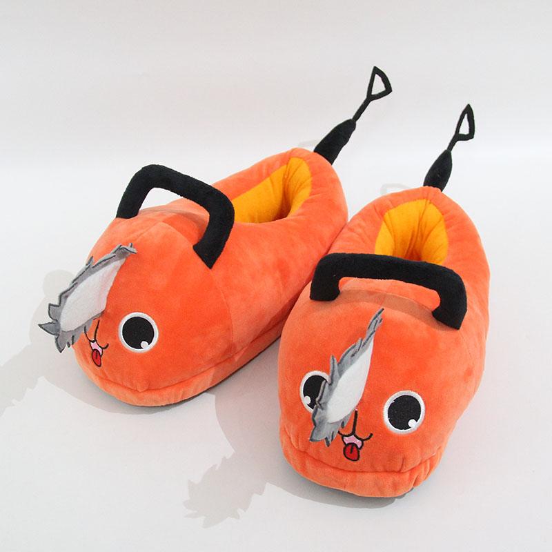 Chainsaw Man Pochita Devil Plush Slippers for Couples - Warm Winter Cotton Bag Slippers