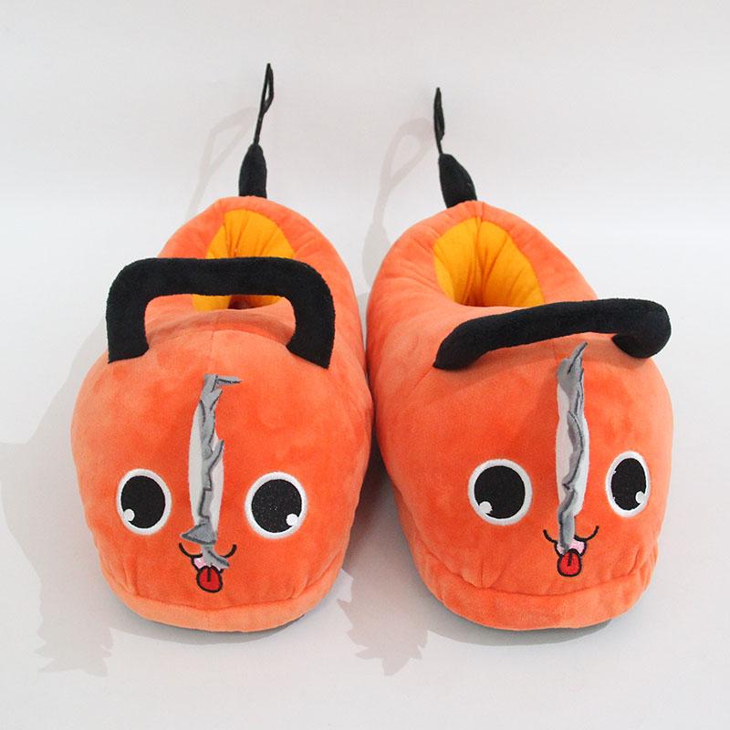 Chainsaw Man Pochita Devil Plush Slippers for Couples - Warm Winter Cotton Bag Slippers