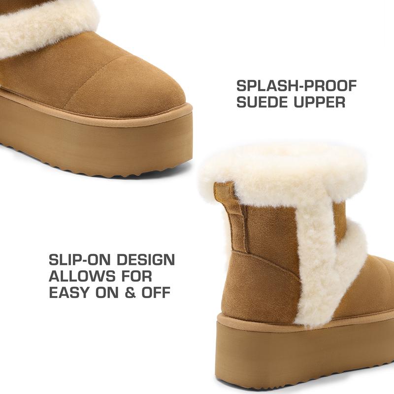 DREAM PAIRS [FuzzyChic Plush Platform] Thick-soled Fluffy Snow Boots