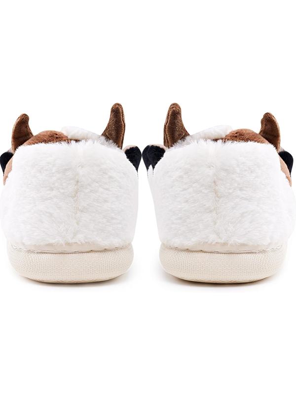 Cute Fuzzy Cow Slippers for Women, Cartoon Plush Warm Cow Slippers for Girls Funny, Novelty and Soft Cotton Slippers, Women's Winter House Slippers Suitable for Indoor Bedroom Dormitory