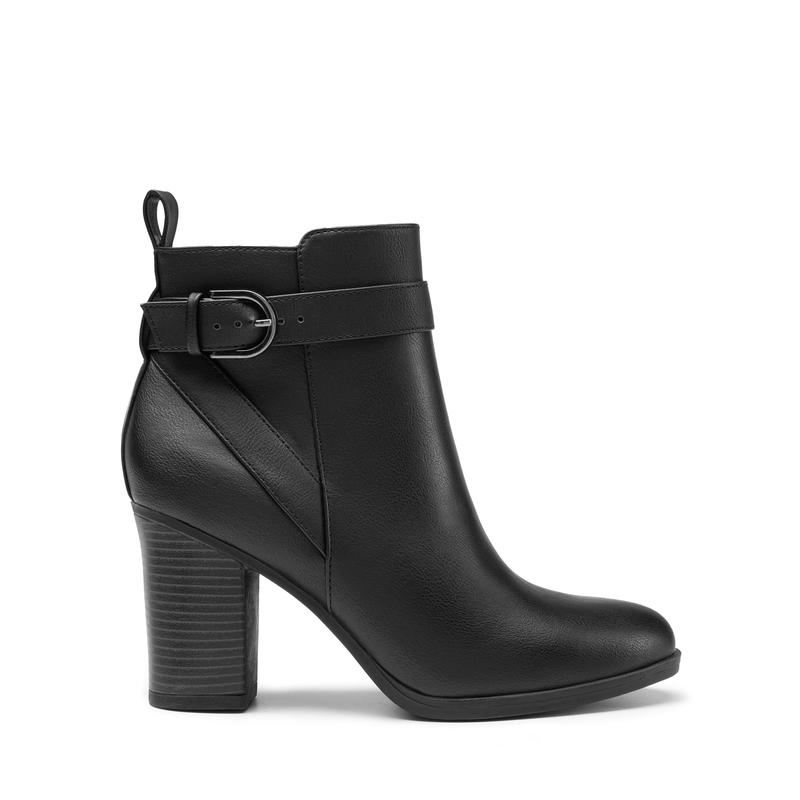 Vegan Leather Chunky Heel Ankle Boots