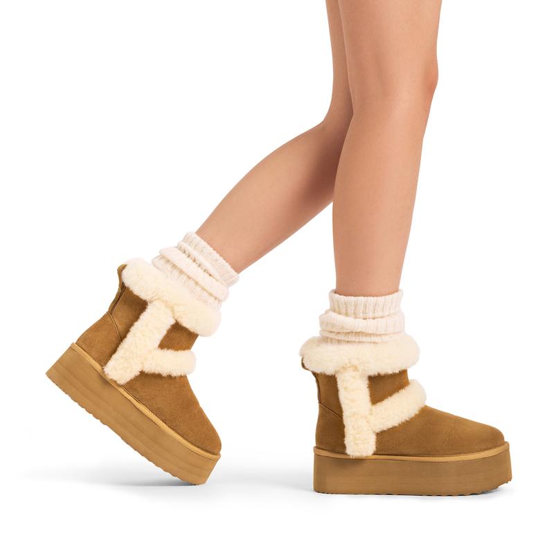 DREAM PAIRS [FuzzyChic Plush Platform] Thick-soled Fluffy Snow Boots