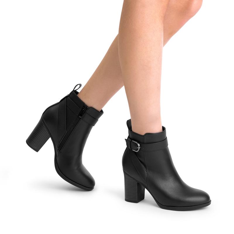 Vegan Leather Chunky Heel Ankle Boots