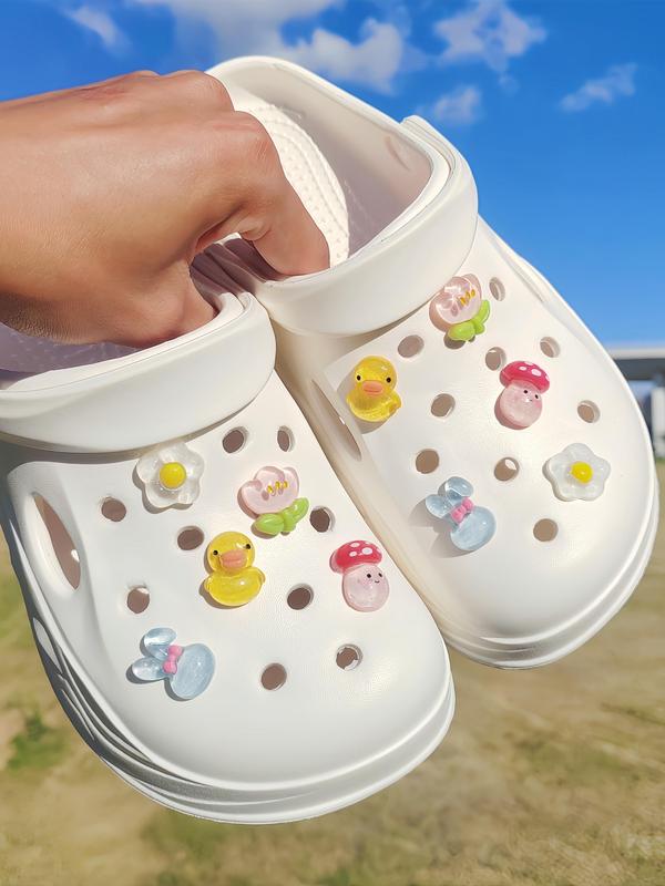 Cute Cartoon Animal & Flower Design Shoe Accessories, Diy Shoe Buckles for Clogs, Sandals, Holiday Gifts