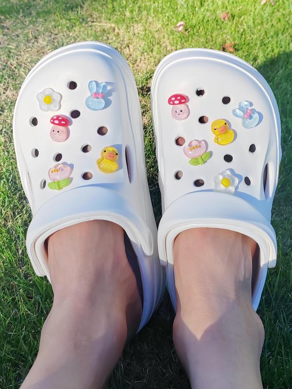 Cute Cartoon Animal & Flower Design Shoe Accessories, Diy Shoe Buckles for Clogs, Sandals, Holiday Gifts