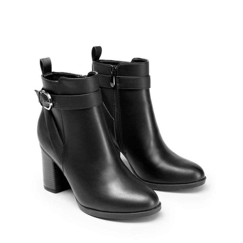 Vegan Leather Chunky Heel Ankle Boots