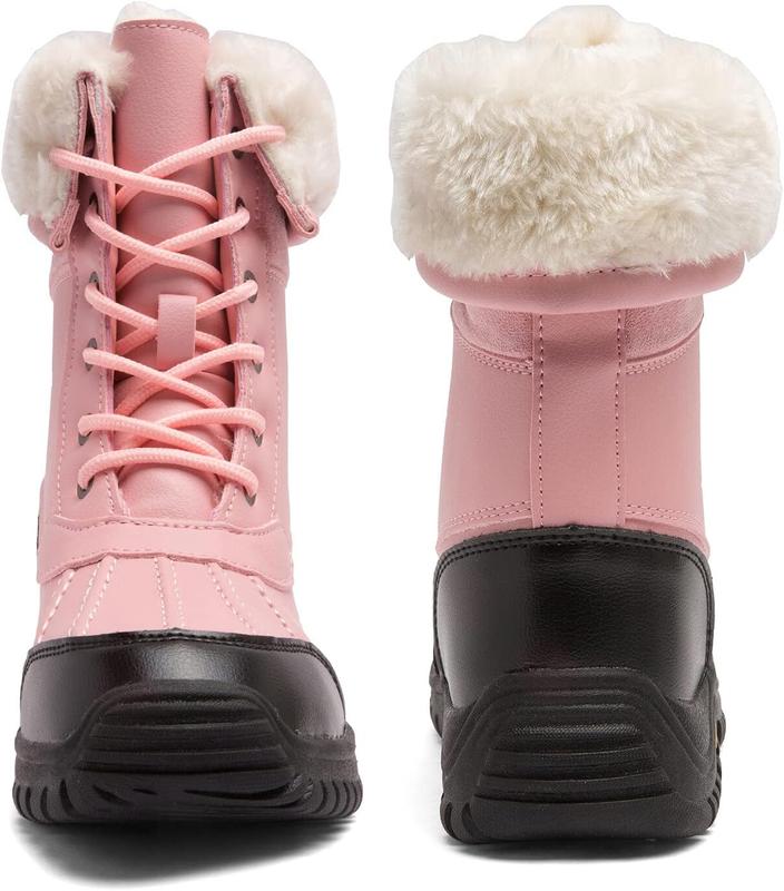 Women's Winter Boots Waterproof Warm Faux Fur Lined Ladies Snow Boots Fashion Mid Carf Leather Duck Boots Lace Up Insulated